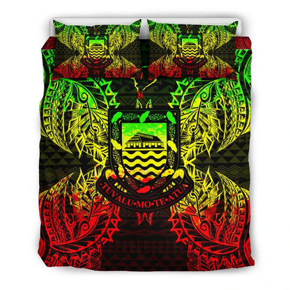 Polynesian Bedding Set - Tuvalu Duvet Cover Set Map Reggae