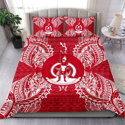 Polynesian Bedding Set - Vanuatu Duvet Cover Set Map Red White