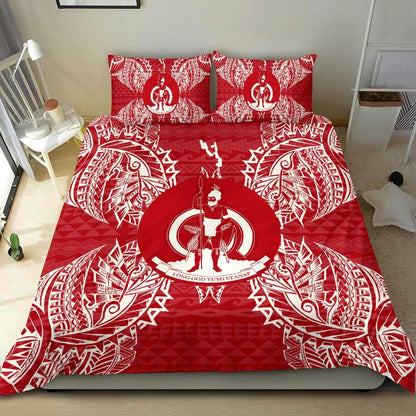 Polynesian Bedding Set - Vanuatu Duvet Cover Set Map Red White