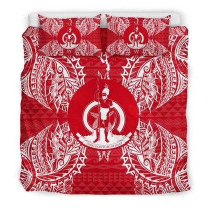 Polynesian Bedding Set - Vanuatu Duvet Cover Set Map Red White