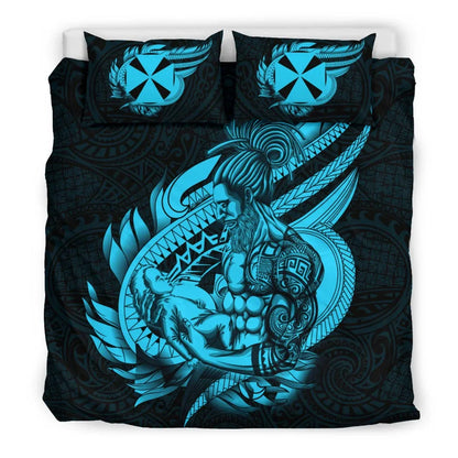 Polynesian Bedding Set - Wallis And Futuna Duvet Cover Set Father And Son Emerald