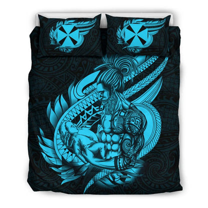 Polynesian Bedding Set - Wallis And Futuna Duvet Cover Set Father And Son Emerald