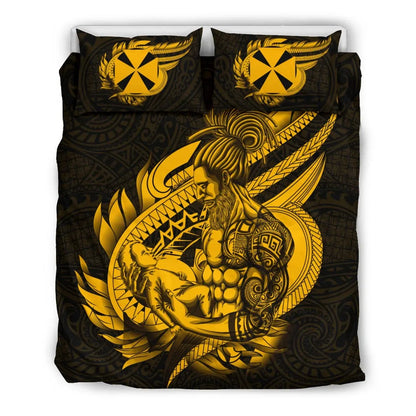 Polynesian Bedding Set - Wallis And Futuna Duvet Cover Set Father And Son Gold