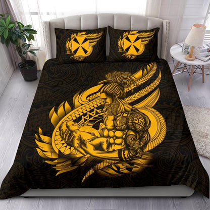 Polynesian Bedding Set - Wallis And Futuna Duvet Cover Set Father And Son Gold