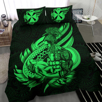 Polynesian Bedding Set - Wallis And Futuna Duvet Cover Set Father And Son Green
