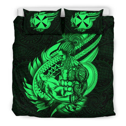 Polynesian Bedding Set - Wallis And Futuna Duvet Cover Set Father And Son Green
