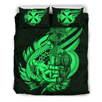 Polynesian Bedding Set - Wallis And Futuna Duvet Cover Set Father And Son Green