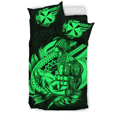 Polynesian Bedding Set - Wallis And Futuna Duvet Cover Set Father And Son Green