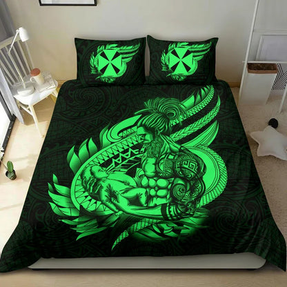 Polynesian Bedding Set - Wallis And Futuna Duvet Cover Set Father And Son Green