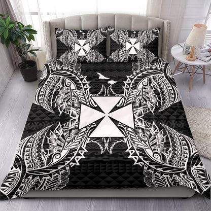 Polynesian Bedding Set - Wallis And Futuna Duvet Cover Set Map Black