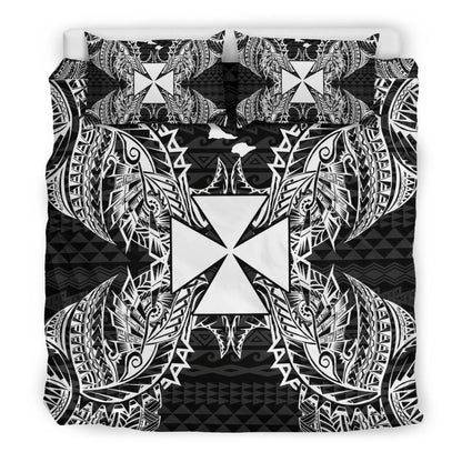 Polynesian Bedding Set - Wallis And Futuna Duvet Cover Set Map Black