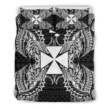 Polynesian Bedding Set - Wallis And Futuna Duvet Cover Set Map Black