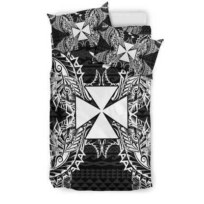 Polynesian Bedding Set - Wallis And Futuna Duvet Cover Set Map Black