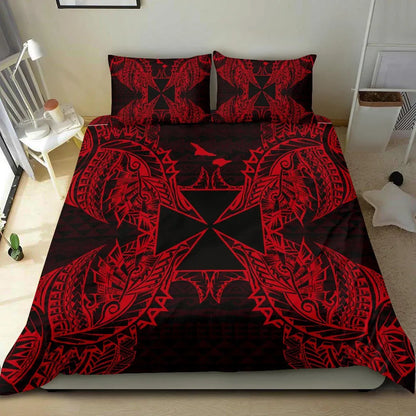 Polynesian Bedding Set - Wallis And Futuna Duvet Cover Set Map Red