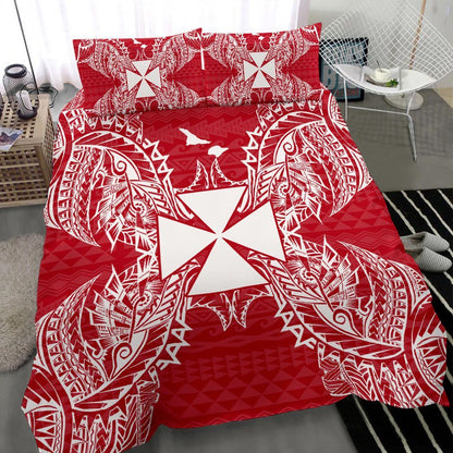 Polynesian Bedding Set - Wallis And Futuna Duvet Cover Set Map Red White