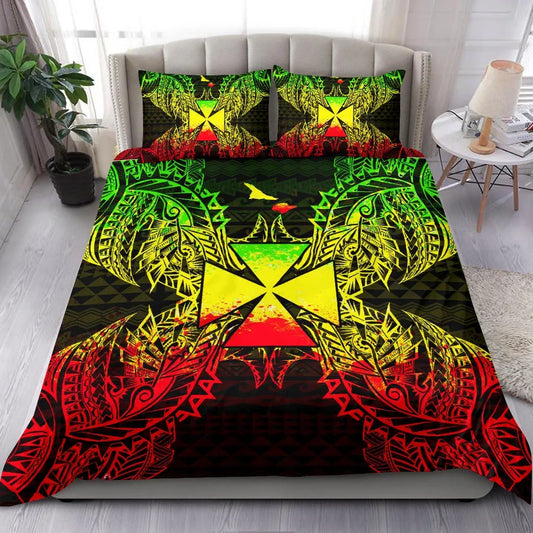 Polynesian Bedding Set - Wallis And Futuna Duvet Cover Set Map Reggae