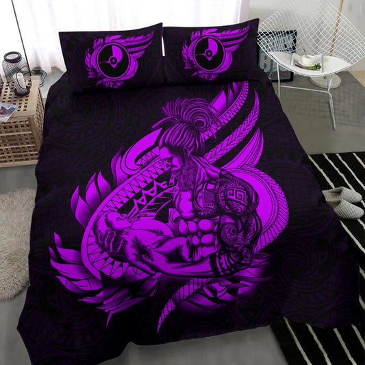 Polynesian Bedding Set - Yap Duvet Cover Set Father And Son Purple