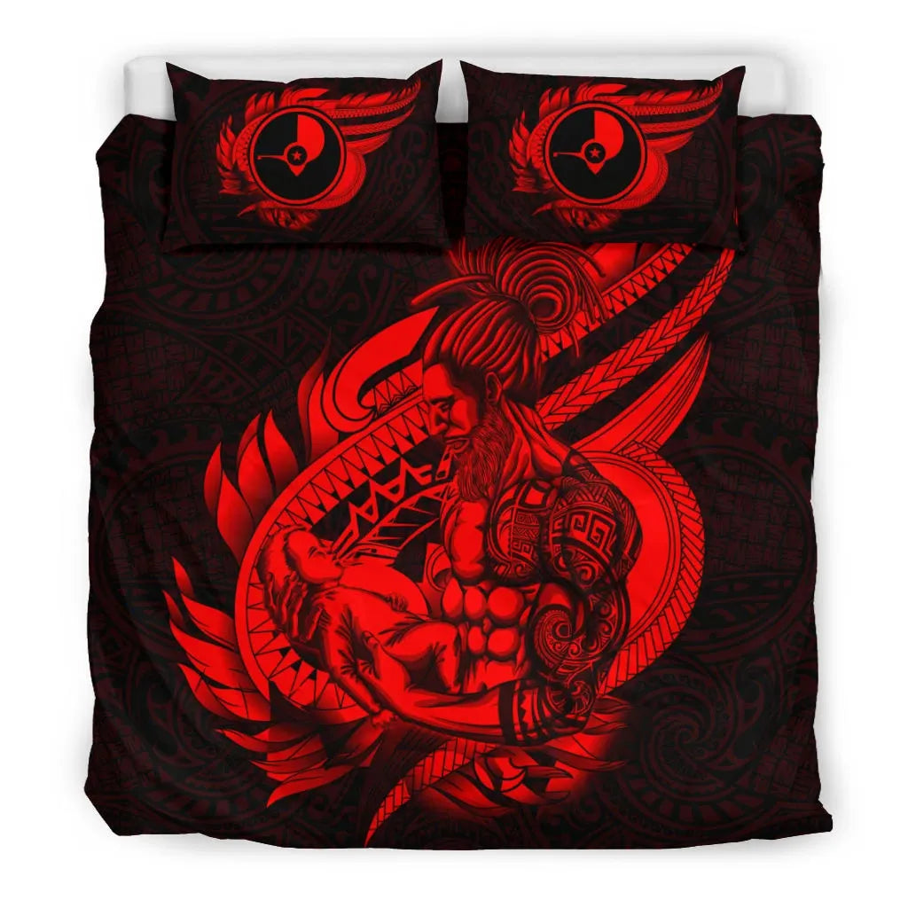Polynesian Bedding Set - Yap Duvet Cover Set Father And Son Red