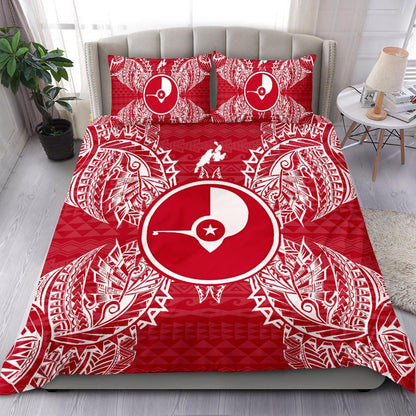 Polynesian Bedding Set - Yap Duvet Cover Set Map Red White