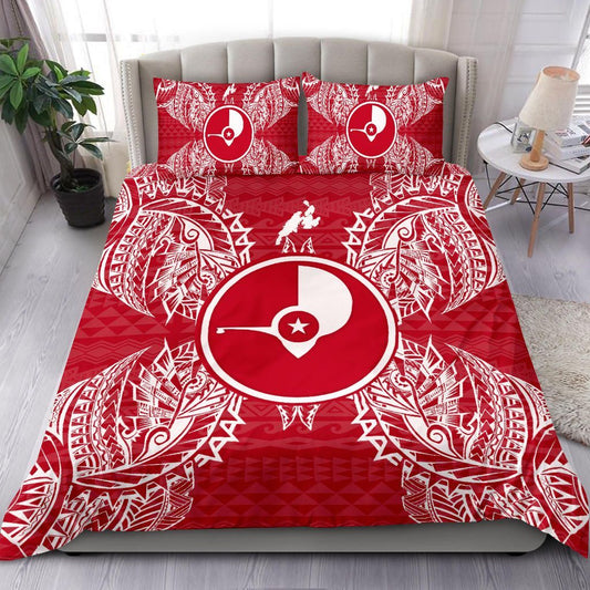 Polynesian Bedding Set - Yap Duvet Cover Set Map Red White