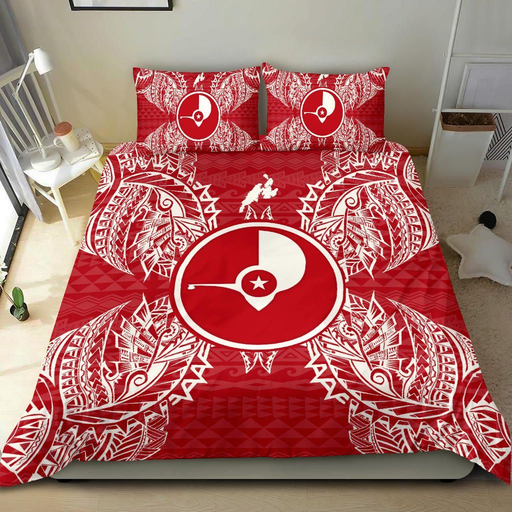 Polynesian Bedding Set - Yap Duvet Cover Set Map Red White