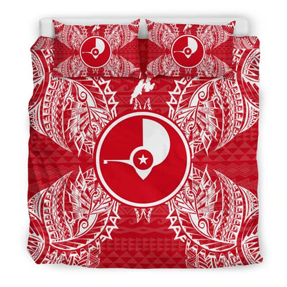Polynesian Bedding Set - Yap Duvet Cover Set Map Red White