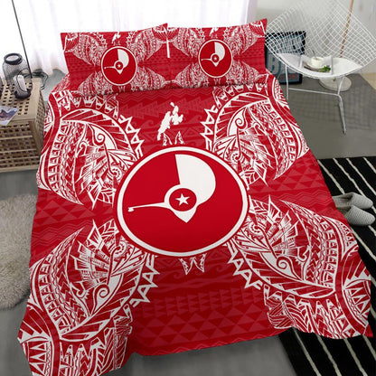 Polynesian Bedding Set - Yap Duvet Cover Set Map Red White