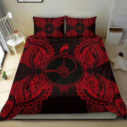 Polynesian Bedding Set - Yap Duvet Cover Set Map Red