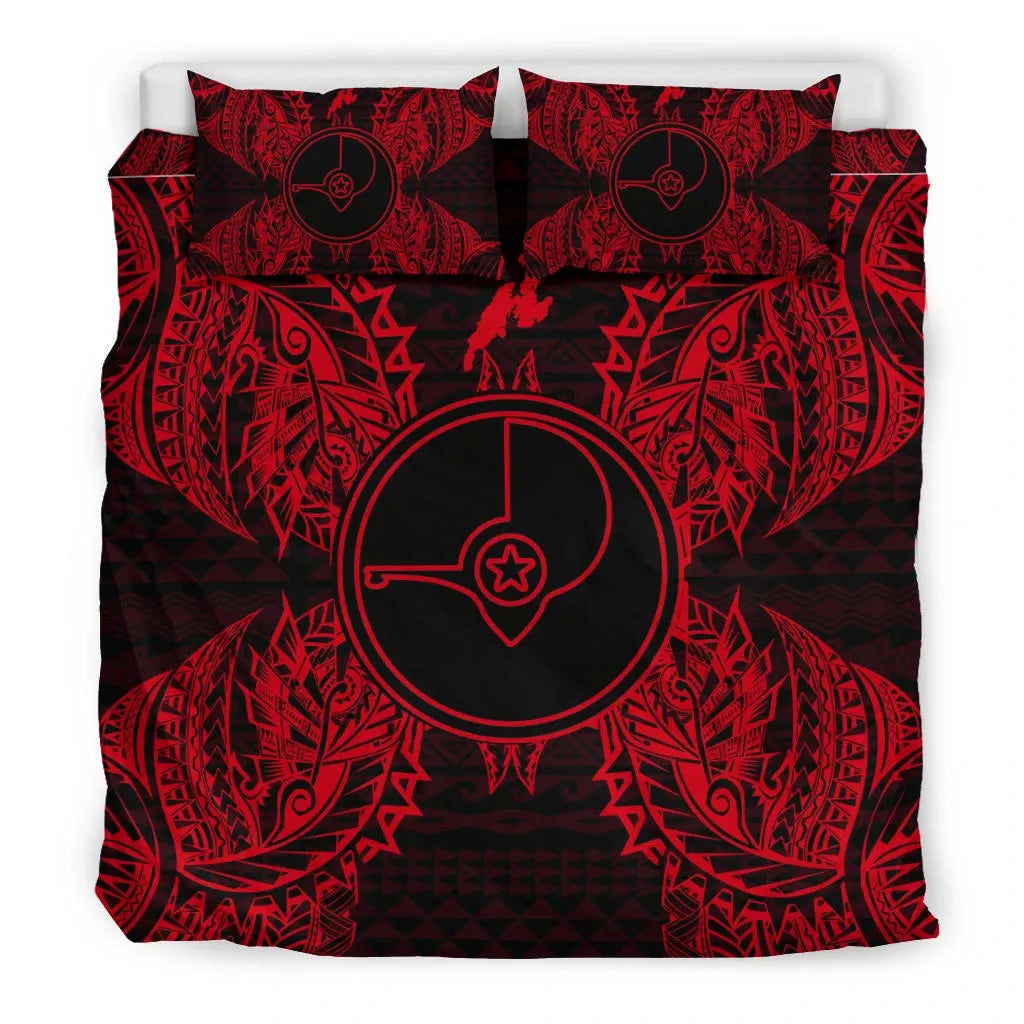 Polynesian Bedding Set - Yap Duvet Cover Set Map Red