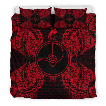 Polynesian Bedding Set - Yap Duvet Cover Set Map Red
