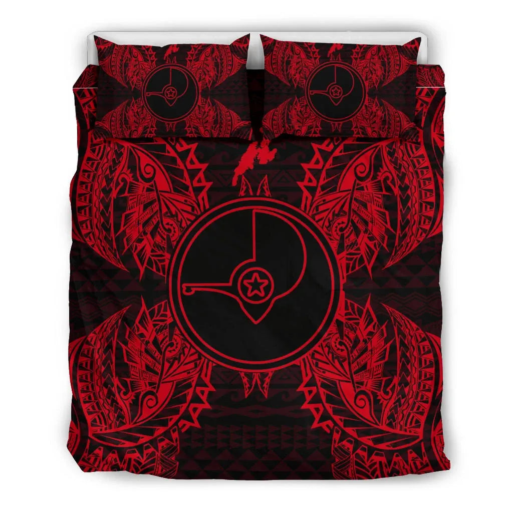 Polynesian Bedding Set - Yap Duvet Cover Set Map Red