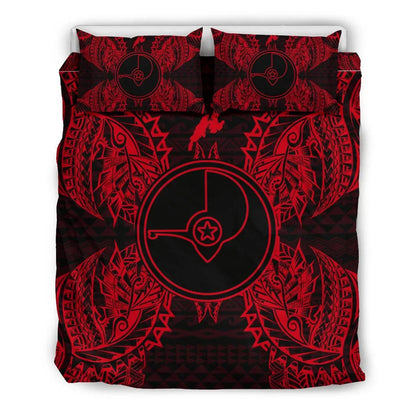 Polynesian Bedding Set - Yap Duvet Cover Set Map Red