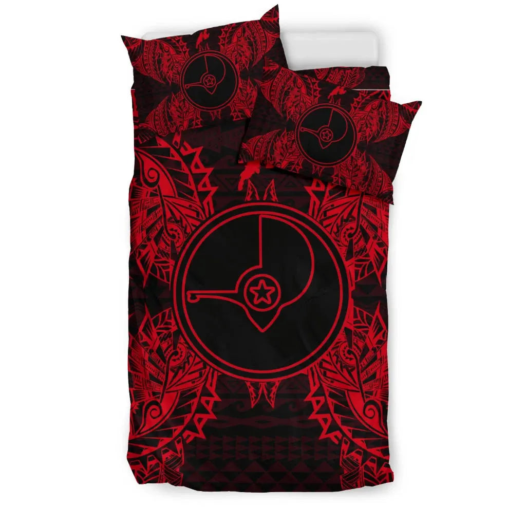 Polynesian Bedding Set - Yap Duvet Cover Set Map Red
