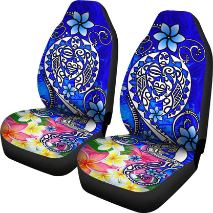 Polynesian Car Seat Covers - Turtle Plumeria Blue Color