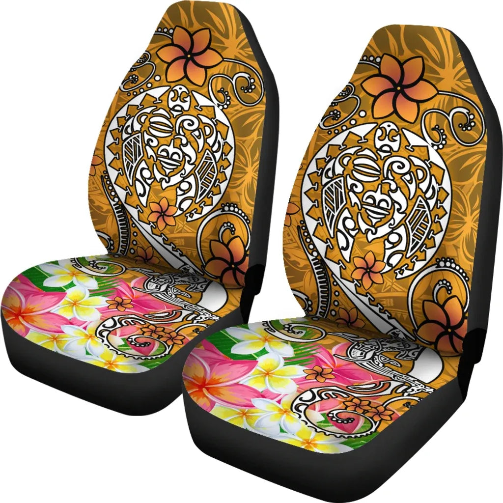 Polynesian Car Seat Covers - Turtle Plumeria Gold Color