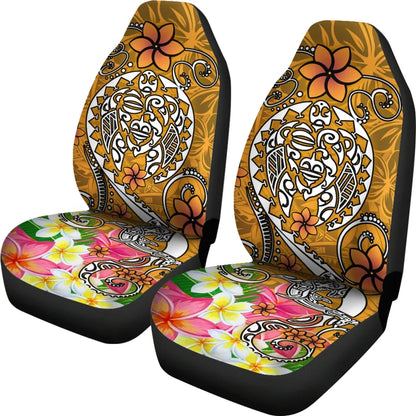 Polynesian Car Seat Covers - Turtle Plumeria Gold Color