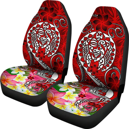 Polynesian Car Seat Covers - Turtle Plumeria Red Color