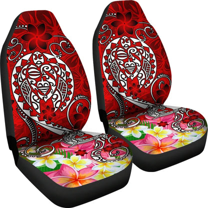 Polynesian Car Seat Covers - Turtle Plumeria Red Color