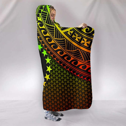 Polynesian Cook Islands Hooded Blanket - Reggae Vintage Polynesian Patterns