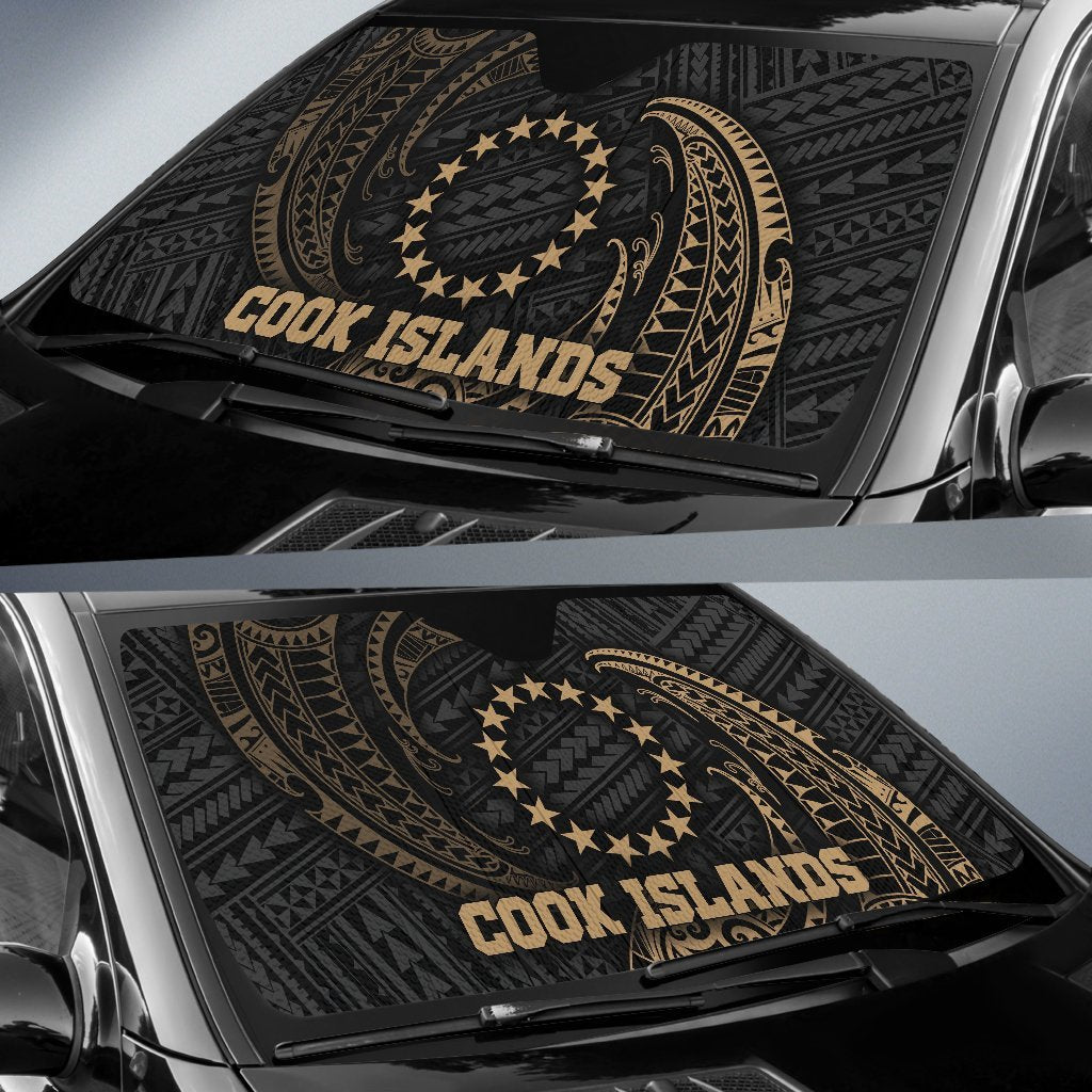 Polynesian Cook Islands Sun Shades - Gold Tribal Wave
