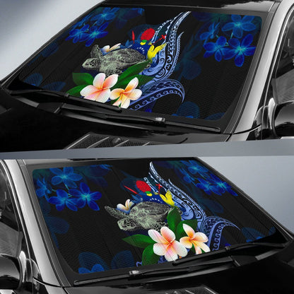 Polynesian Cook Islands Sun Shades - Turtle With Plumeria Flowers