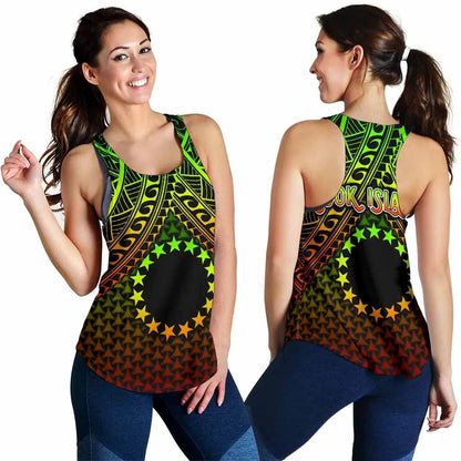 Polynesian Cook Islands Women Racerback Tank - Reggae Vintage Polynesian Patterns