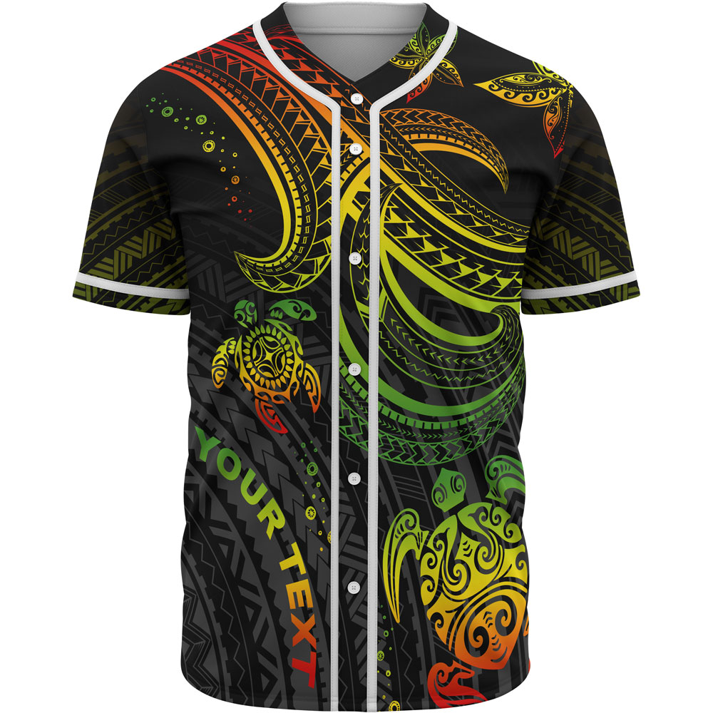 Polynesian Custom Personalised Baseball Shirt - Reggae Turtle