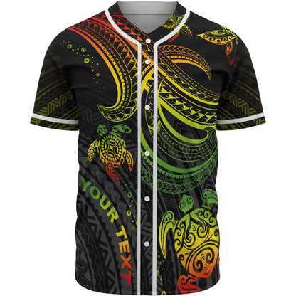 Polynesian Custom Personalised Baseball Shirt - Reggae Turtle