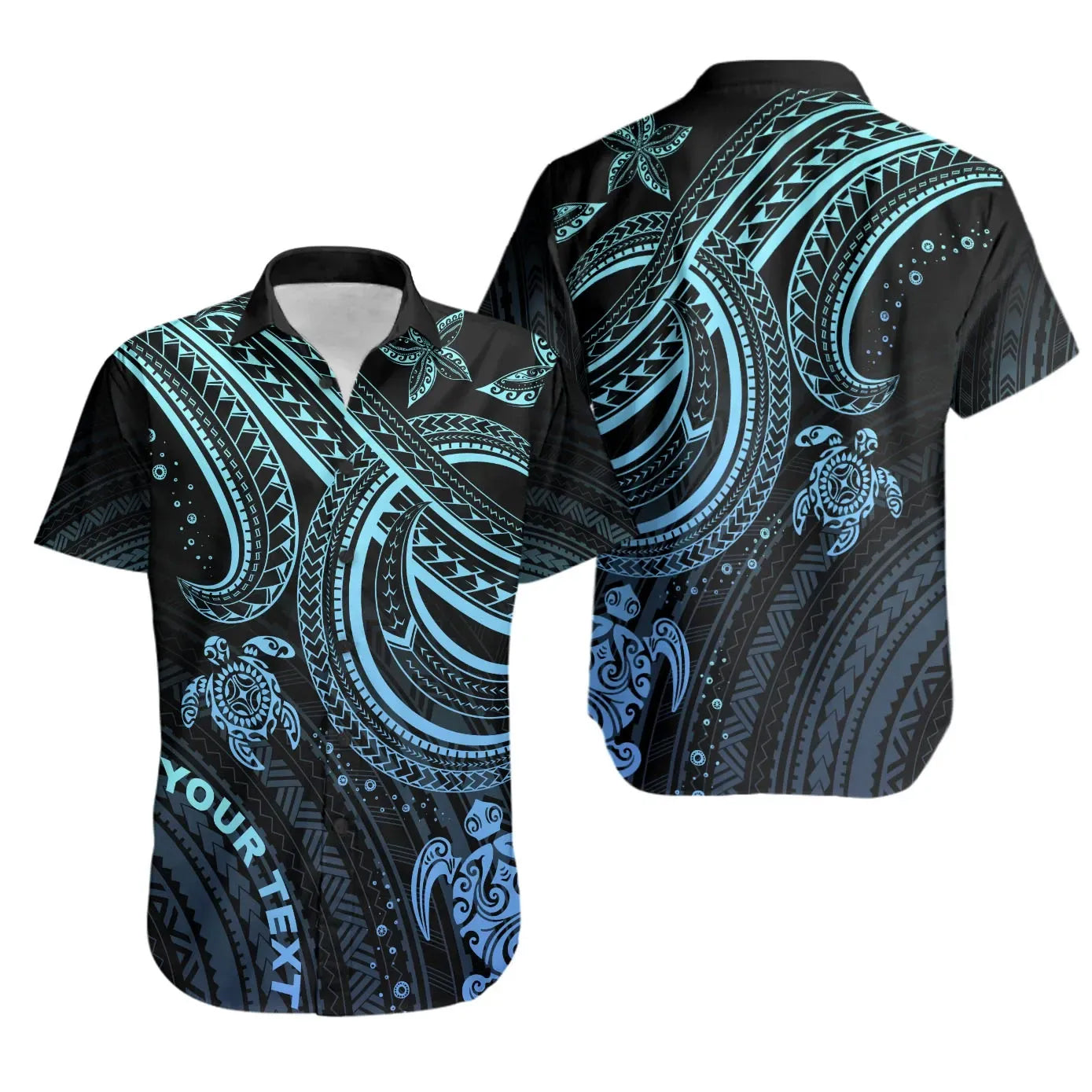 Polynesian Custom Personalised Short Sleeve Shirt - Blue Turtle