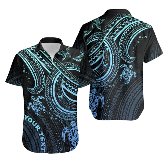 Polynesian Custom Personalised Short Sleeve Shirt - Blue Turtle