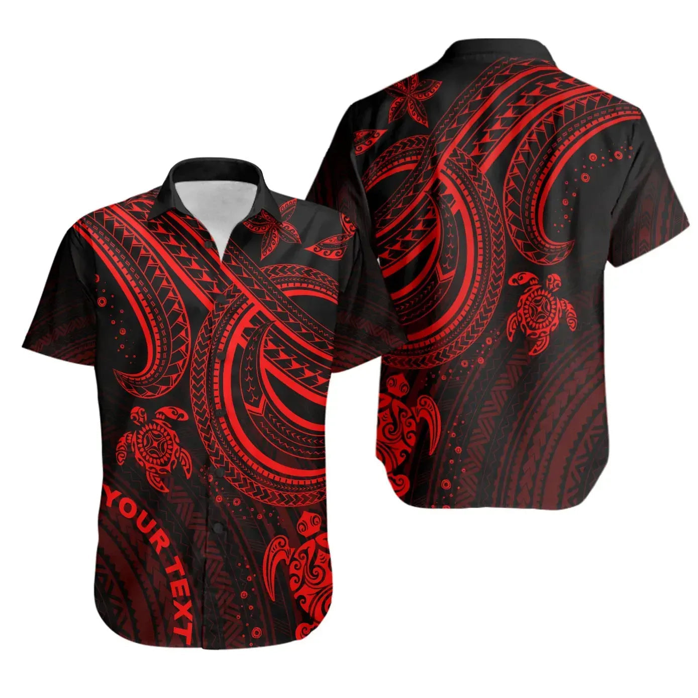 Polynesian Custom Personalised Short Sleeve Shirt - Red Turtle