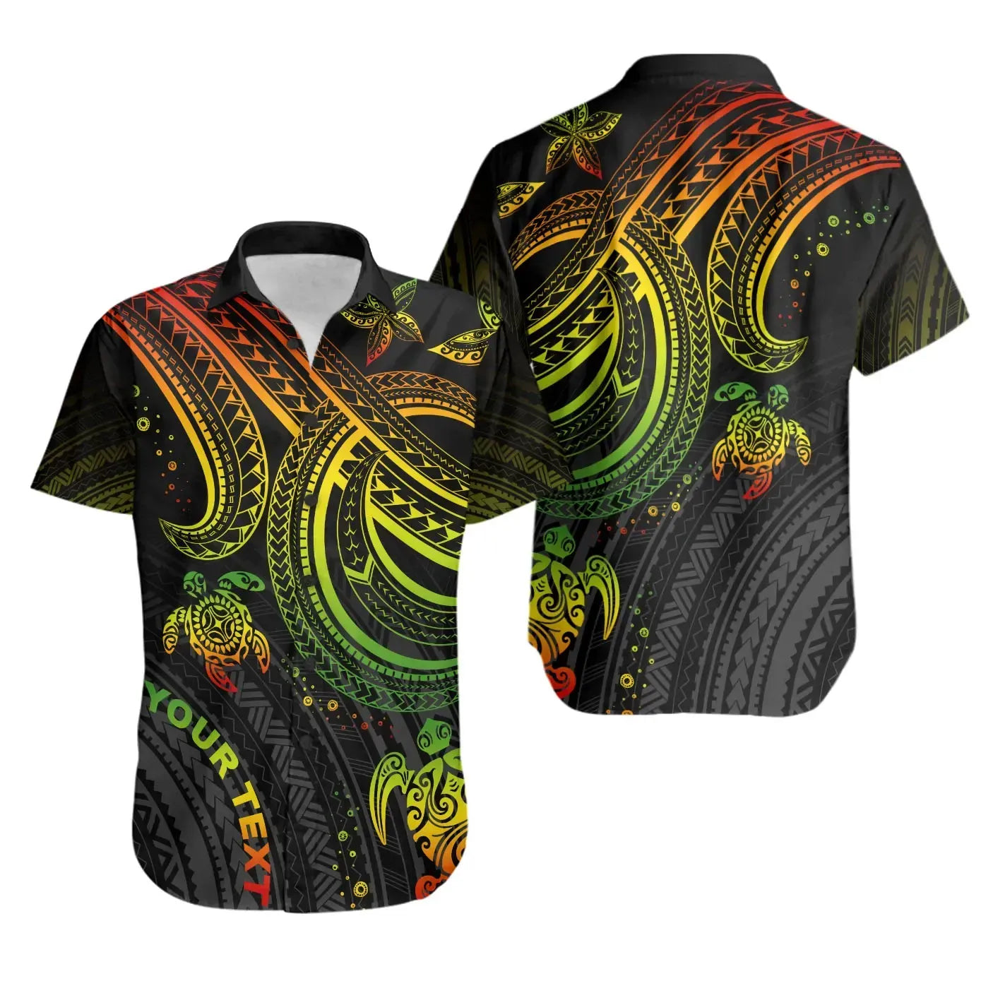 Polynesian Custom Personalised Short Sleeve Shirt - Reggae Turtle