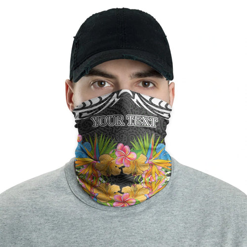 Polynesian Custom Personalised Neck Gaiter - Tribal Floral Pattern
