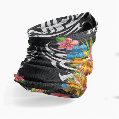 Polynesian Custom Personalised Neck Gaiter - Tribal Floral Pattern